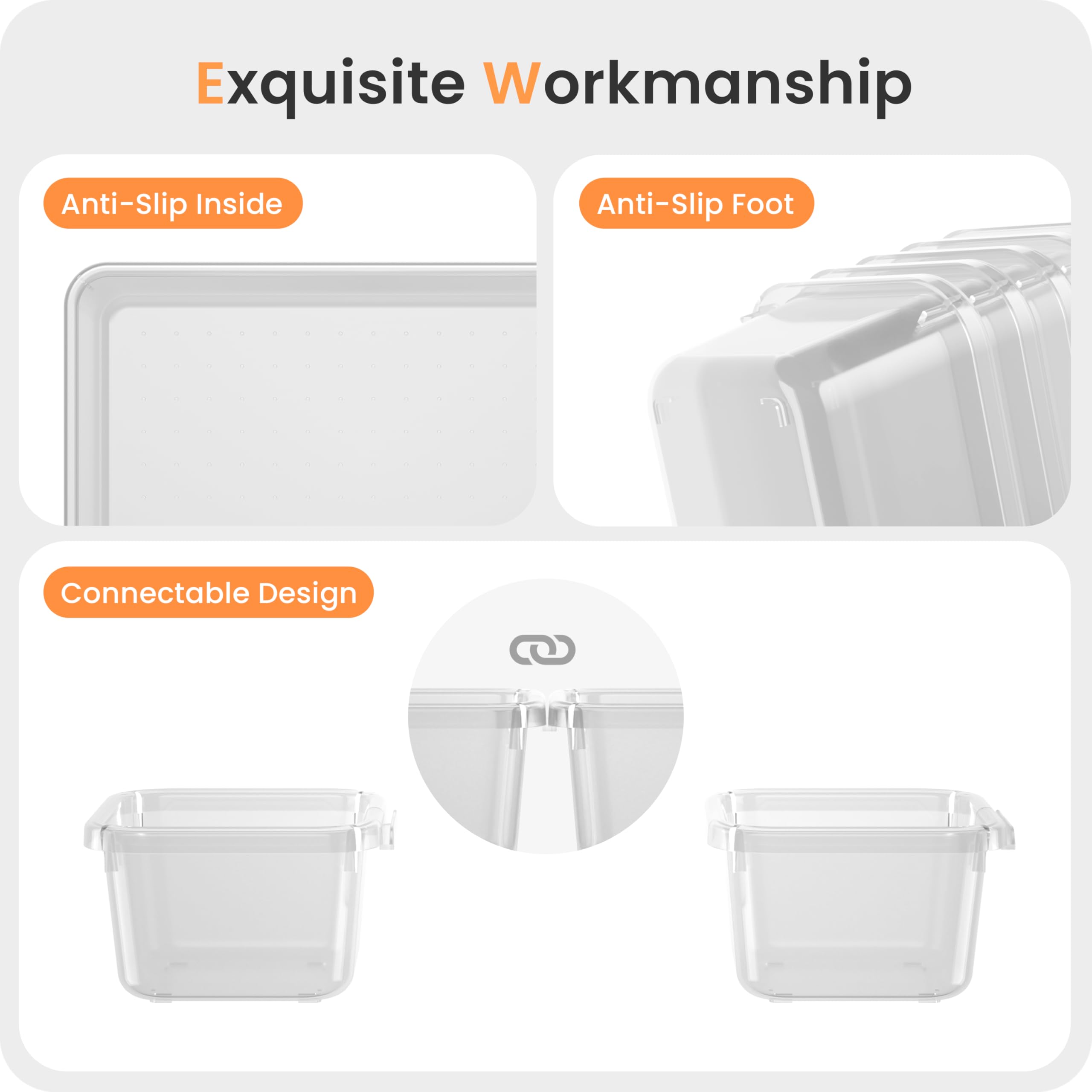 A-LuGei Military Grade Drawer Organizer Set - 28 Piece 5 Size Clear Plastic Makeup Organizer