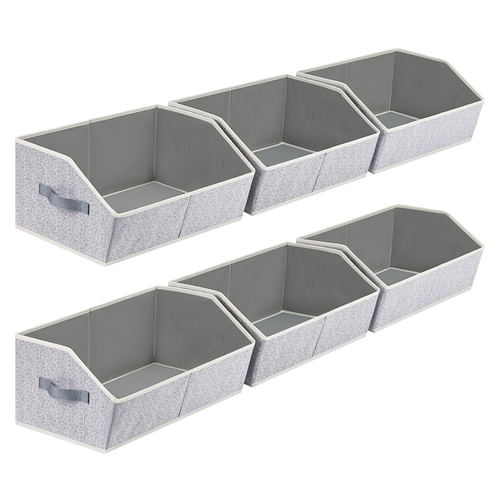 Homsorout Closet Organizer Bins 6 Pack Light Gray - Trapezoid Shelf Storage Baskets