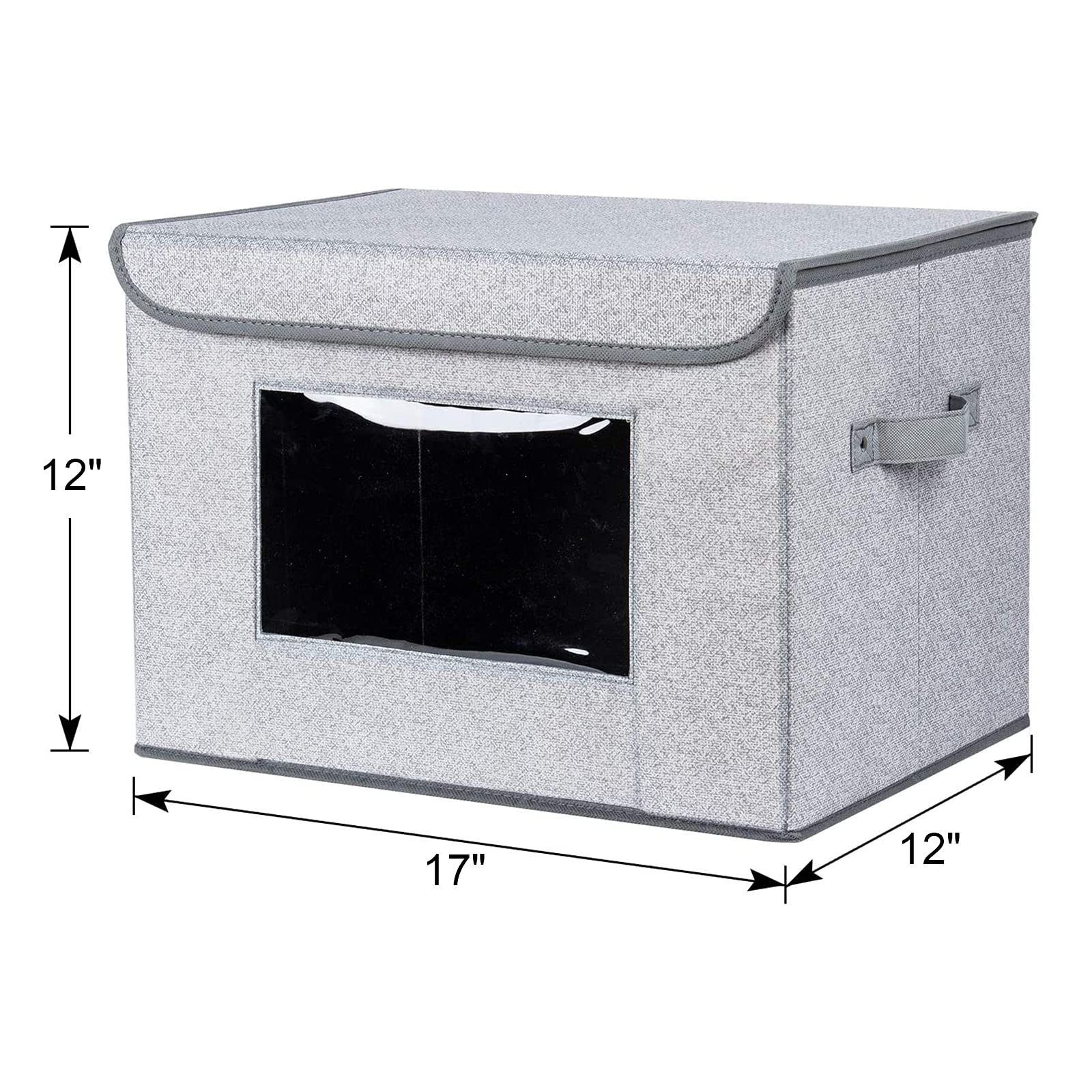 Univivi Fabric Foldable Storage Boxes with Lids 4 Pack Gray - 10 Gallon Organizer