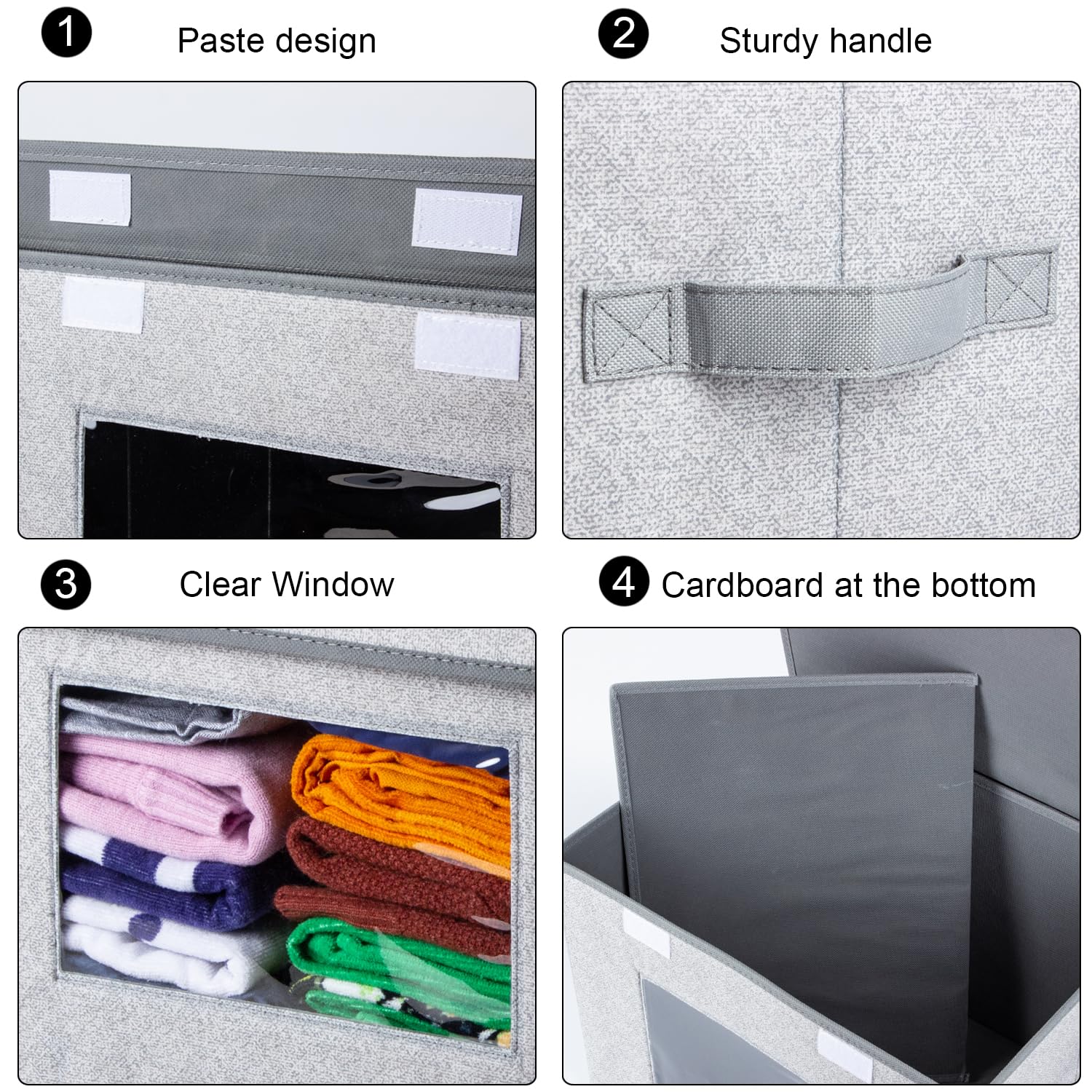 Univivi Fabric Foldable Storage Boxes with Lids 4 Pack Gray - 10 Gallon Organizer